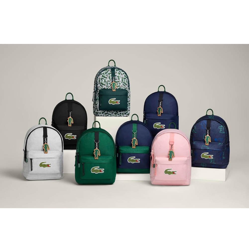 Lacoste Black Kids Backpack with Green Croc Patch - Picture 5 of 14